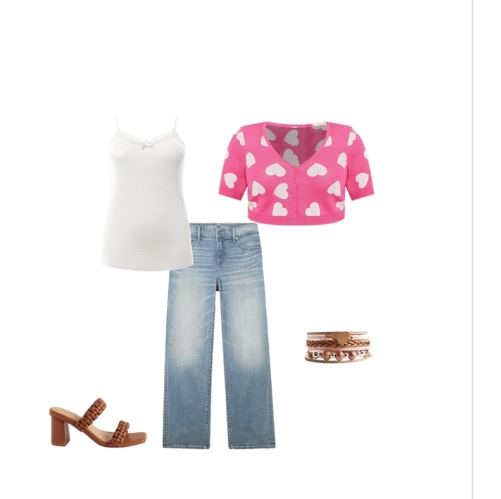 🆕️💕 3X TORRID PINK & WHITE HEART RIBBED SHORT SLEEVE SHRUG SWEATER💕 - Picture 5 of 6